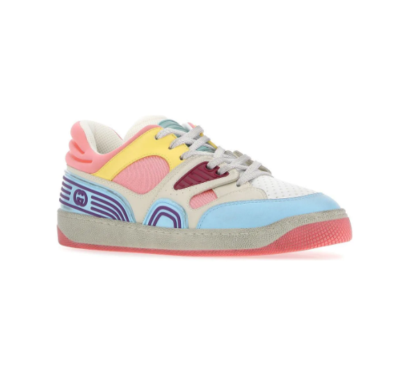 Gucci Multicolor Leather And Fabric Basket Sneakers